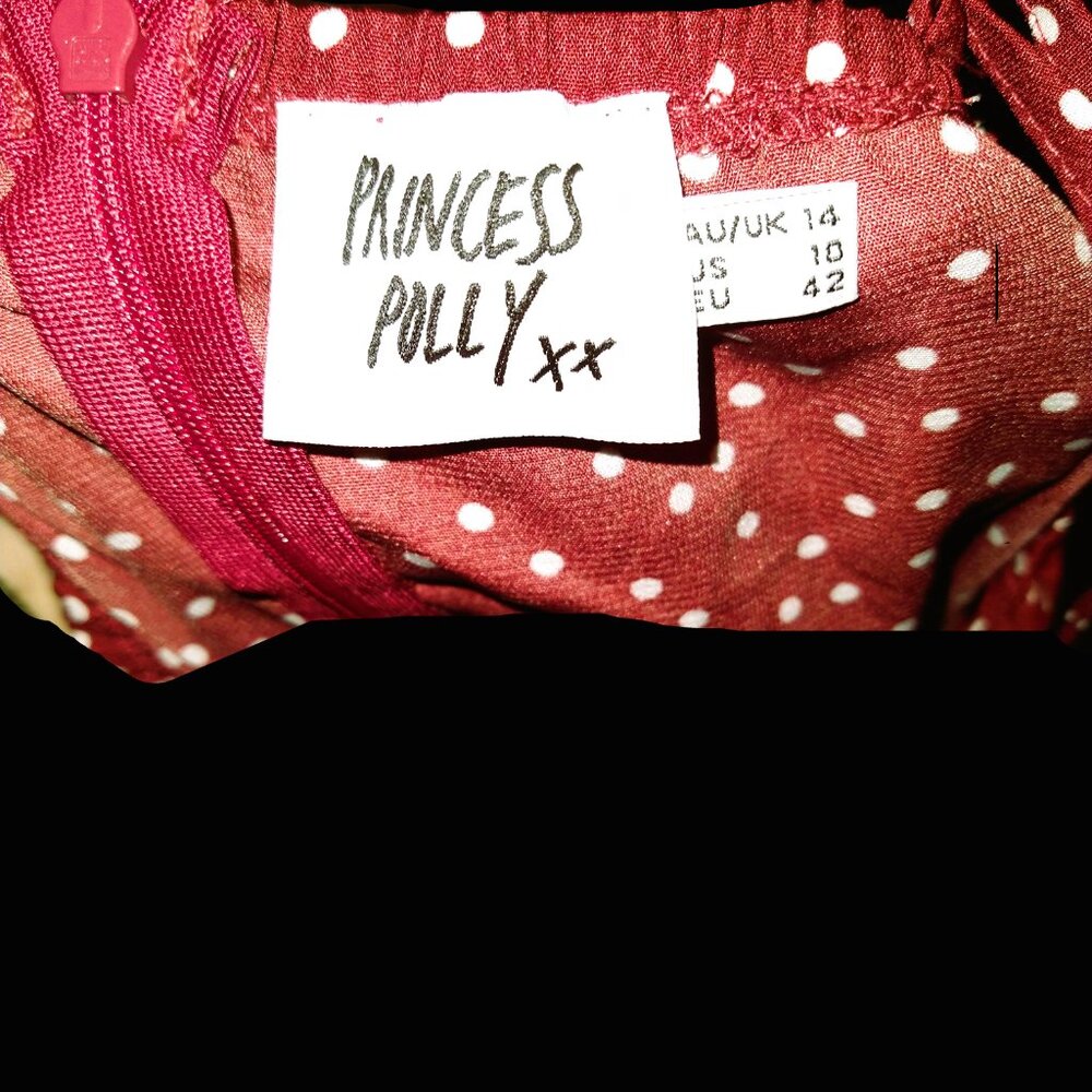 Princess Polly Caesura Mini Dress Size 10 in Red Polka Dot - Picture 4 of 4